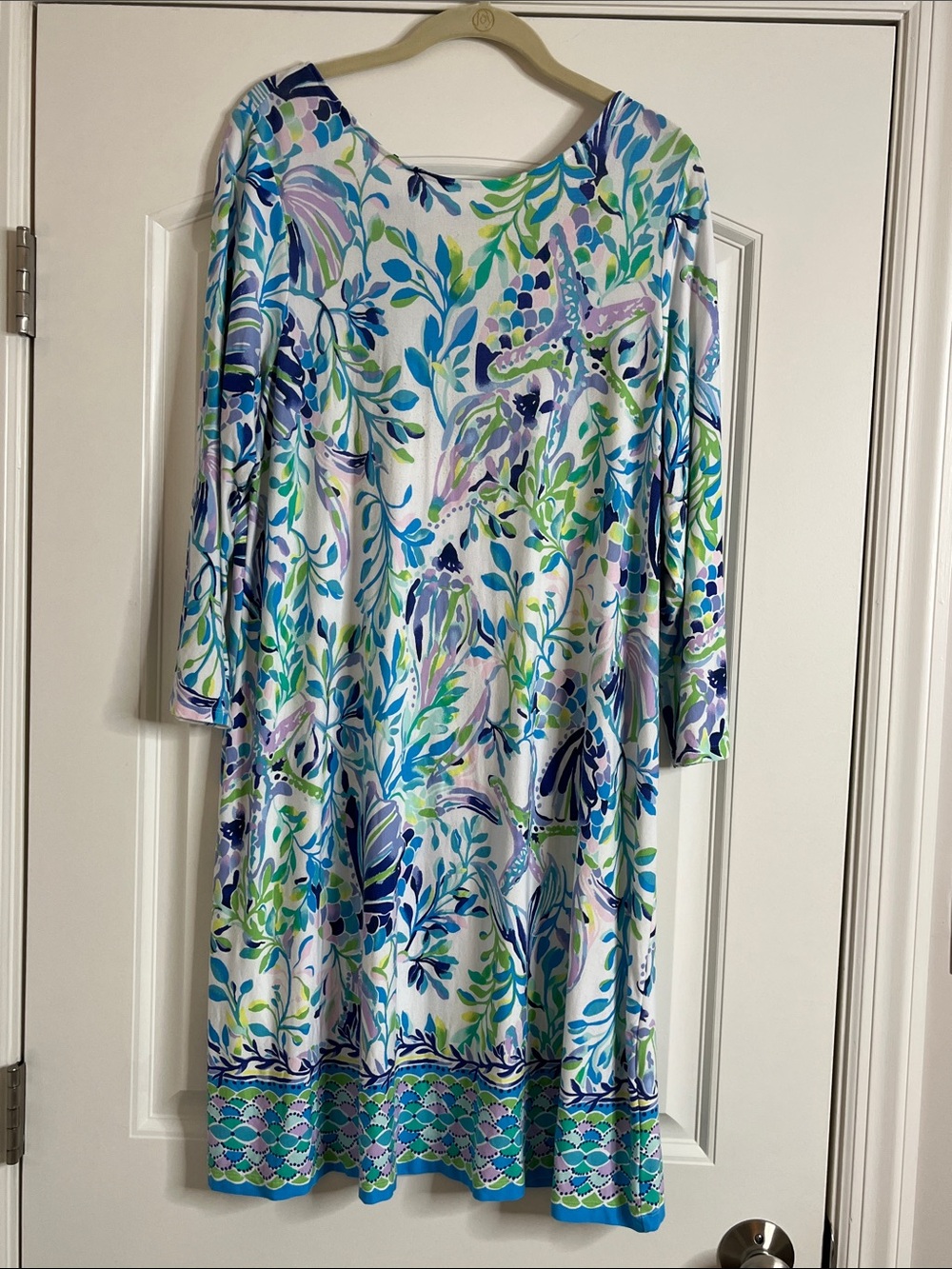 Lily Pulitzer-Ophelia Swing Dress in Resort White Shell Dress in Beach Print-XL